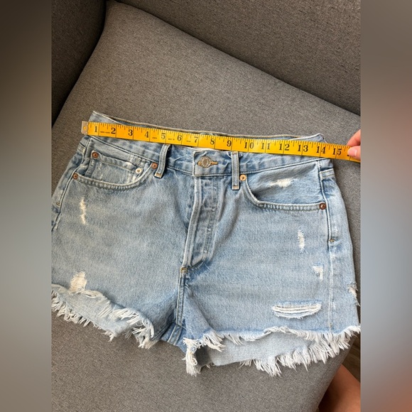 Agolde Women 26 PARKER Blue Distressed Denim Jean Shorts Button Fly All Cotton - Picture 9 of 9